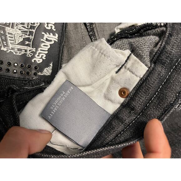 Akdmks Jeanius House Rhinestone Dark Wash Wide Leg Jeans - Picture 10 of 11